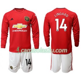 Camisolas de Futebol Manchester United Lingard 14 Criança Equipamento Principal 2019/20 Manga Comprida